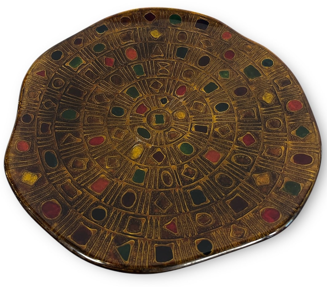 A Mid Century Italian ARCOBALENO, Milano Centerpiece Bowl: Measures 2.25" H x 18.25" DIA overall. Signed and dated 1967. Numbered 8/541.