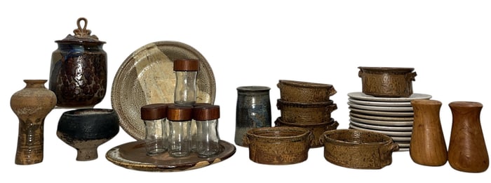 Collection Mid Century Stoneware Dishes, Danish Modern