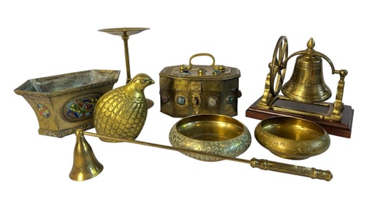 A Large Collection of Enameled and Jeweled Brass Articles