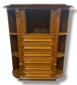 Austrian Faux Bamboo, Mother of Pearl Inlaid Corner Cabinet
