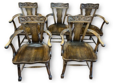 Set of Five English Pub Armchairs