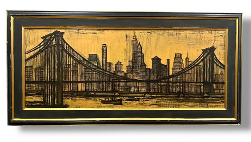 BERNARD BUFFET Brooklyn Bridge NYC Print in Frame