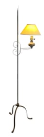An Early American Wrought Iron Floor Lamp
