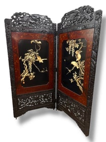 Exquisite Carved Rosewood Asian Screen