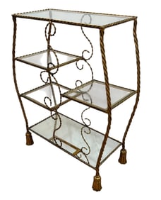 Hollywood Regency Gold Tassel Shelf Table