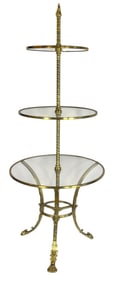 An Antique Brass Clawfoot Three-Tier Cake Stand