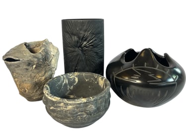 Collection 20th C. Black Ceramic Vases, ROSENTHAL