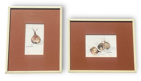 Two Small G. CONNAUGHTON Onion Watercolor Paintings