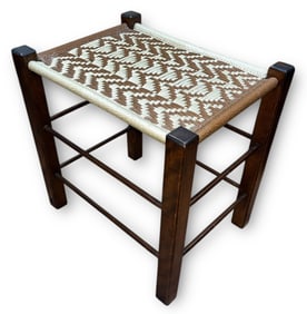A Mid Century Woven Rope Stool