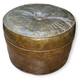Mid Century Leather Daisy Pouf Ottoman