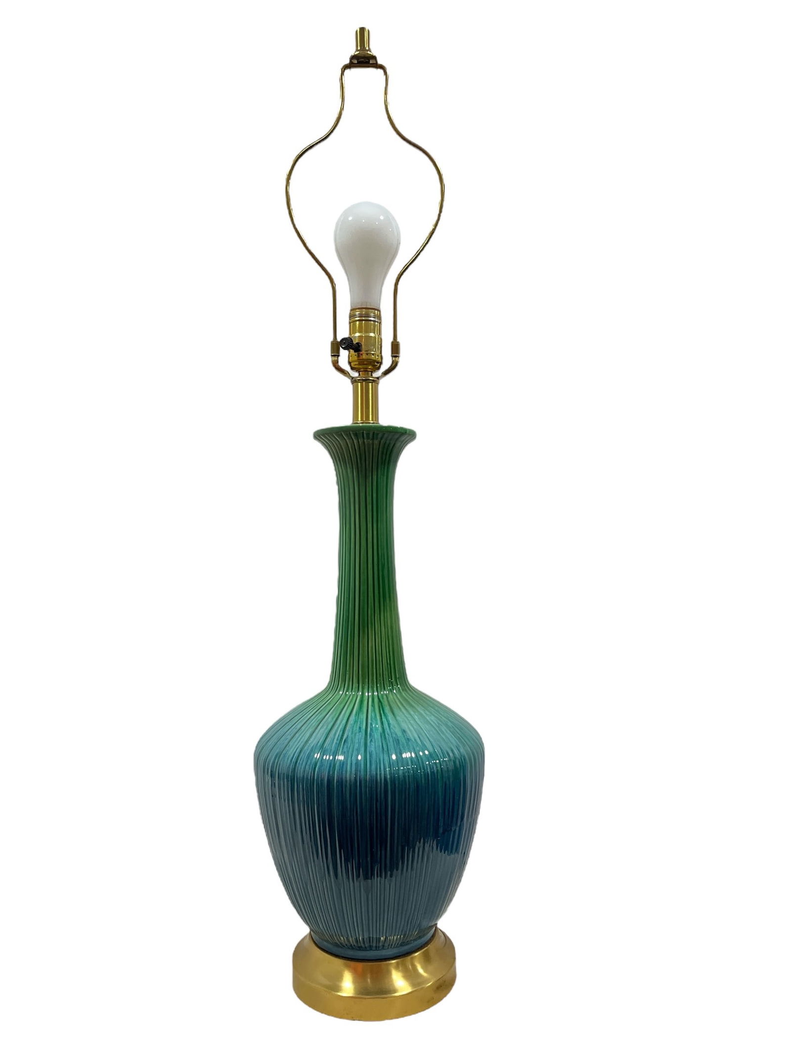 A Mid Century Green and Blue Glazed Table Lamp (1 of 3)