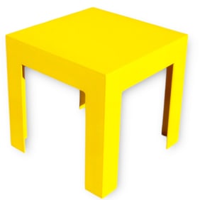 A Mid Century Pop Art Yellow Acrylic Parsons Side Table