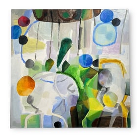 A BRIAN OVERLEY Abstract Acrylic & Oil on Canvas, "Parc"