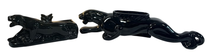 Two Mid Century Black Panther TV Lamps