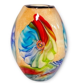 Vintage MURANO Millefiori Art Glass Vase