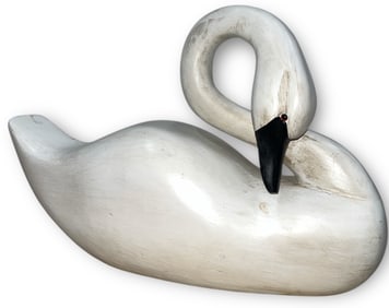 Carved Wood Canadian Sleeping Swan