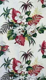 A Pair of 1950s Hawaiian Floral Barkcloth Curtains