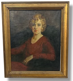 Large Oil on Canvas Portrait of a Woman