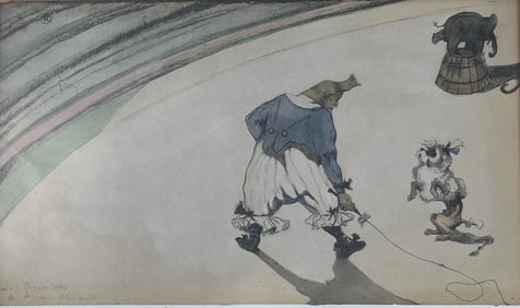 A Study of TOULOUSE-LAUTREC Circus, Signed