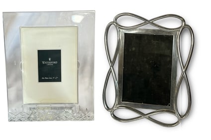 A Chrome NAMBE and WATERFORD Crystal Picture Frames