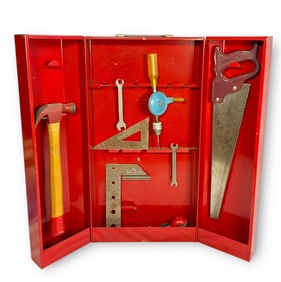 A Vintage Children's Toolbox and Tools