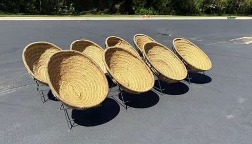 Set 8 Mid Century Outdoor Sea Grass Chairs