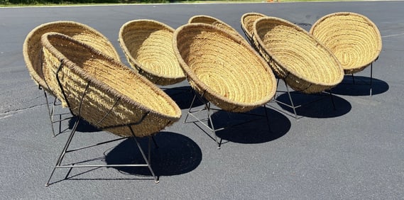 Set 8 Mid Century Outdoor Sea Grass Chairs