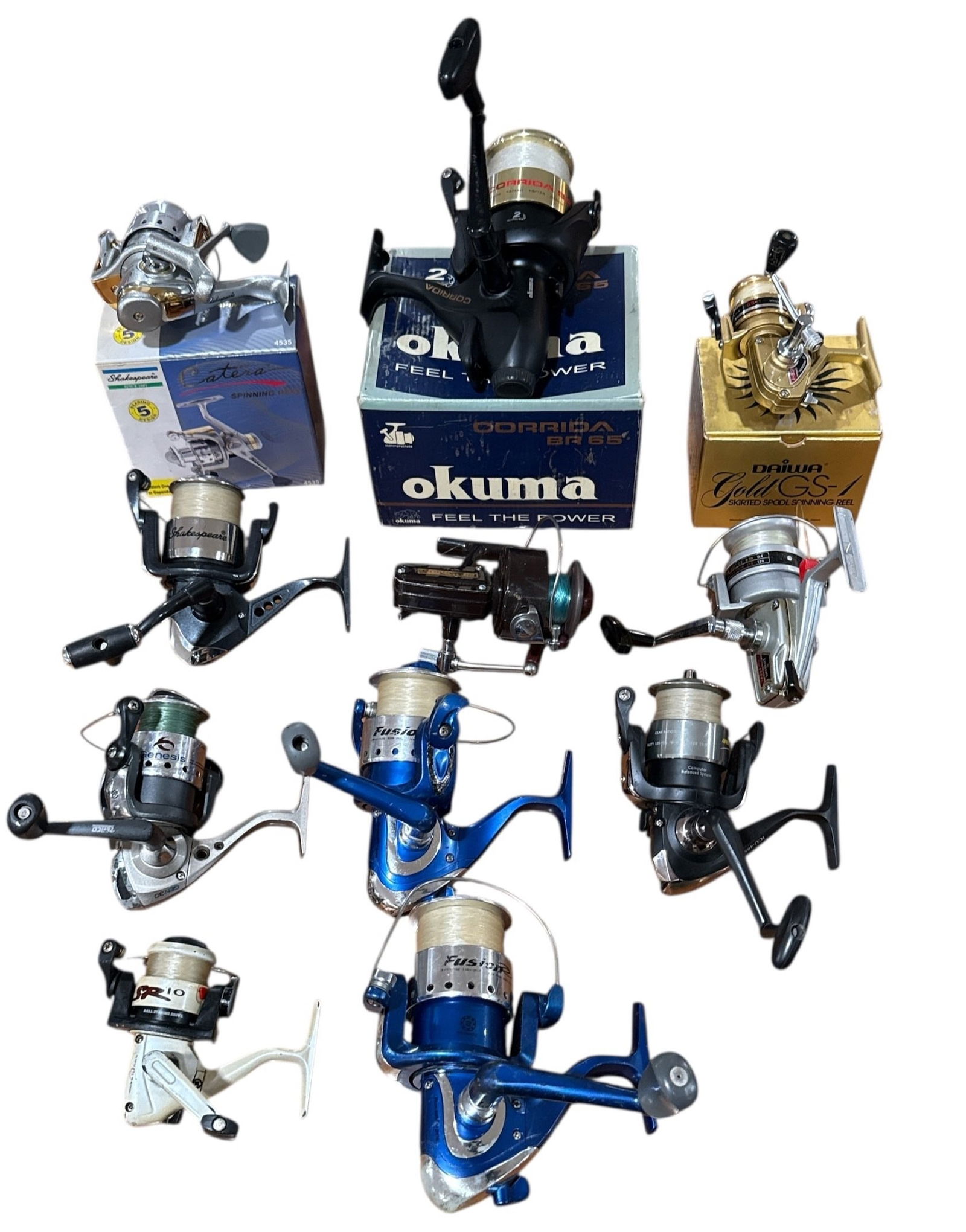 SHAKESPEARE, DAIWA, OKUMA Open Face Spinning Fishing Reels 11 Pcs. (1 of 4)