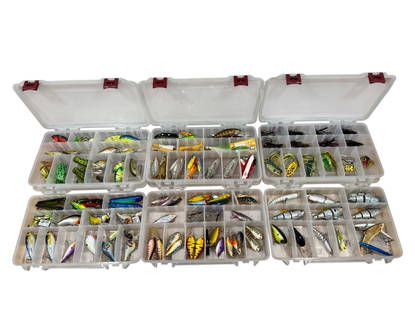 Large Collection Assorted Fishing Lures HEDDON, RAPALA, MATZUO, Etc: Includes Rapala, Matzuo, Digger, Heddon, Dardevle Fishing Spoons. Longest measures approx. 4.5 " L.