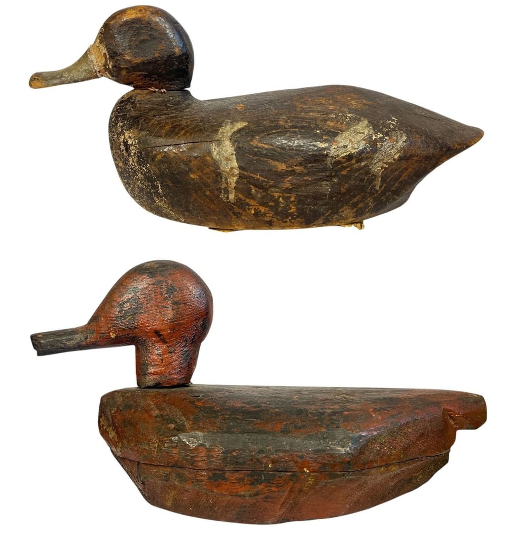 Two Antique Wood Carved Duck Decoys (1 of 8)