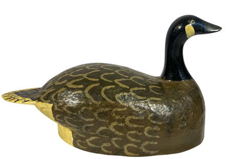 A Vintage OTTO JORGENSON Painted Goose Decoy: Measures 6" H x 4.5" W x 10" D.