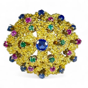 A 14k Gold and Multi Stone Cocktail Ring