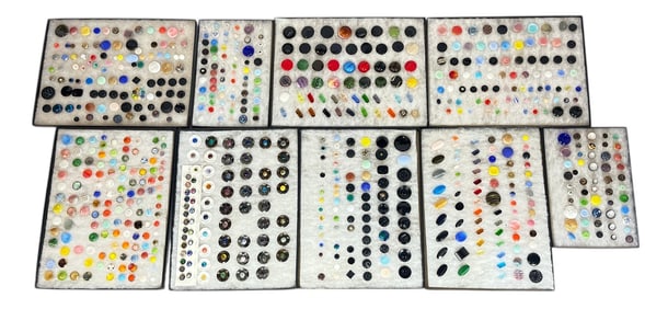 Nine Vintage Czech Glass, Assorted Bead Displays