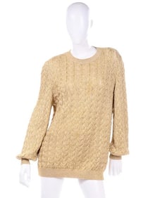 Vintage 1980's VALENTINO Gold Sparkle Pullover Long Sweater