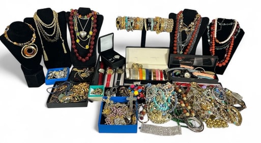 Large Collection of Costume Jewelry, Watches, Beads, and More