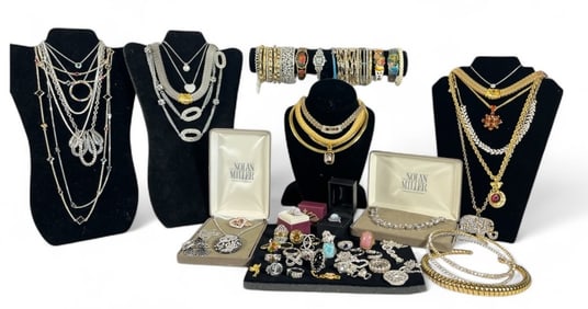 An Assortment of Sterling Silver and Costume Jewelry, CINER, NOLAN MILLER, CAROLYN POLLACK