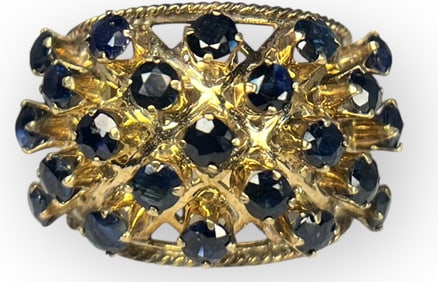 A 14k Gold and Sapphire Cocktail Ring