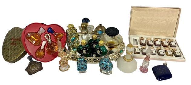 A Collection of Vintage Miniature Advertisement Perfume Bottles