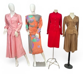 Four 1980s Womens Silk Skirt Sets, CALVIN KLEIN
