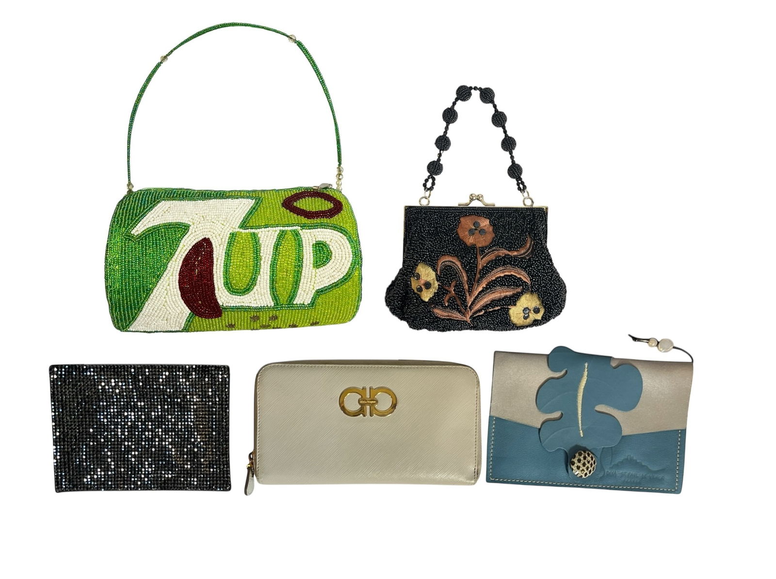 Collection Vintage Beaded and Leather Wallets and Purses, SWAROVSKI, FERRAGAMO (1 of 7)