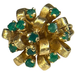 A 14k Gold and Emerald Cocktail Ring