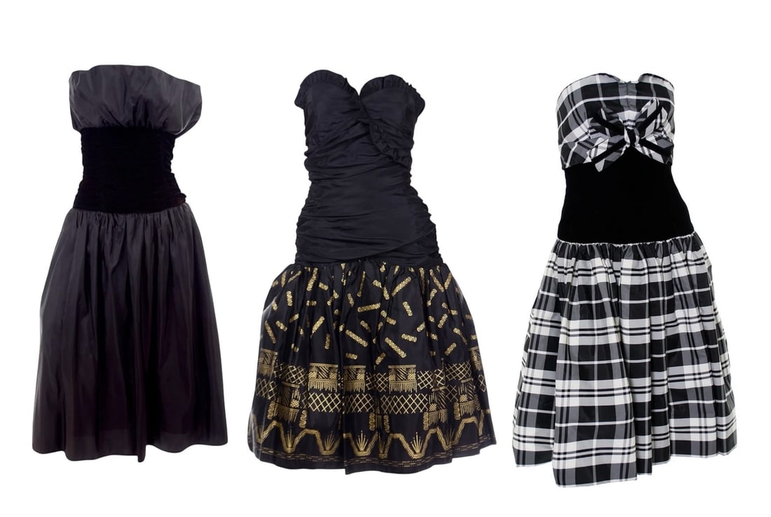 Three 1980s Black Strapless Evening Dresses, VICTOR COSTA, ZANDRA RHODES (1 of 13)