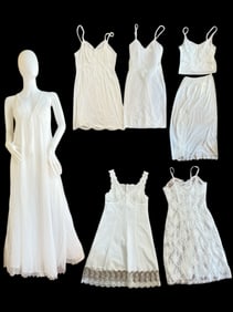 Collection of Vintage Silk and Lace White Nightgowns