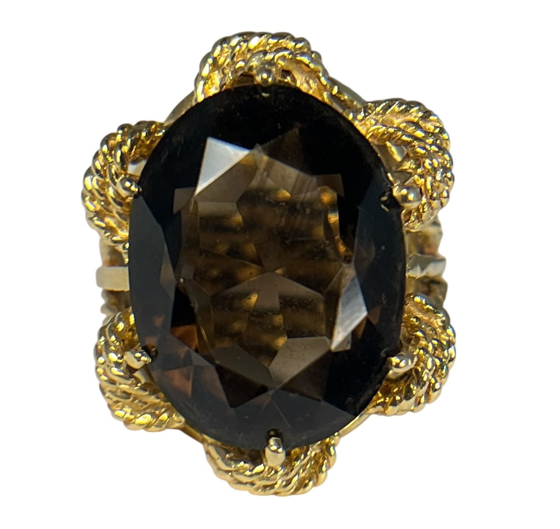 A 14k Gold and Smoky Quartz Statement Ring (1 of 5)