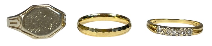 Three 14k Gold & Diamond Rings