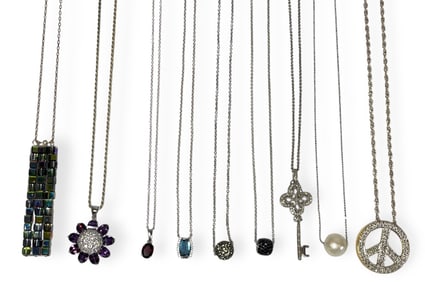 A Collection of Sterling Silver & Gemstone Necklaces