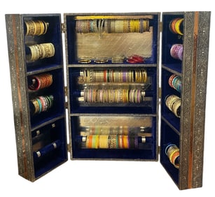 Large Collection of Traditional Indian Bangles & Jewelry Box