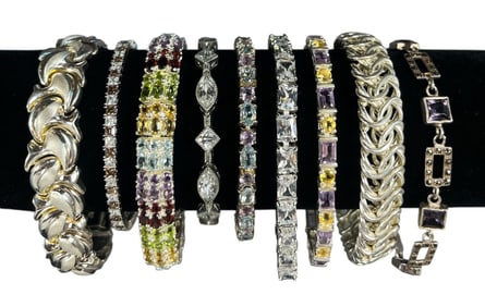 Collection of Sterling Silver Multi Stone Bracelets