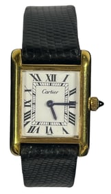 A Vintage CARTIER Must de Tank 18k Gold Plated Watch