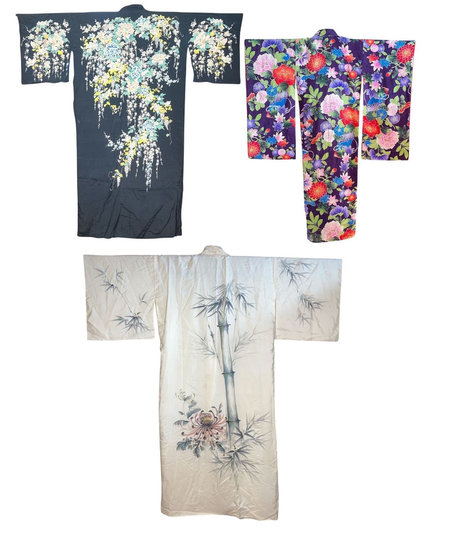 Three Vintage Japanese Kimonos (1 of 11)